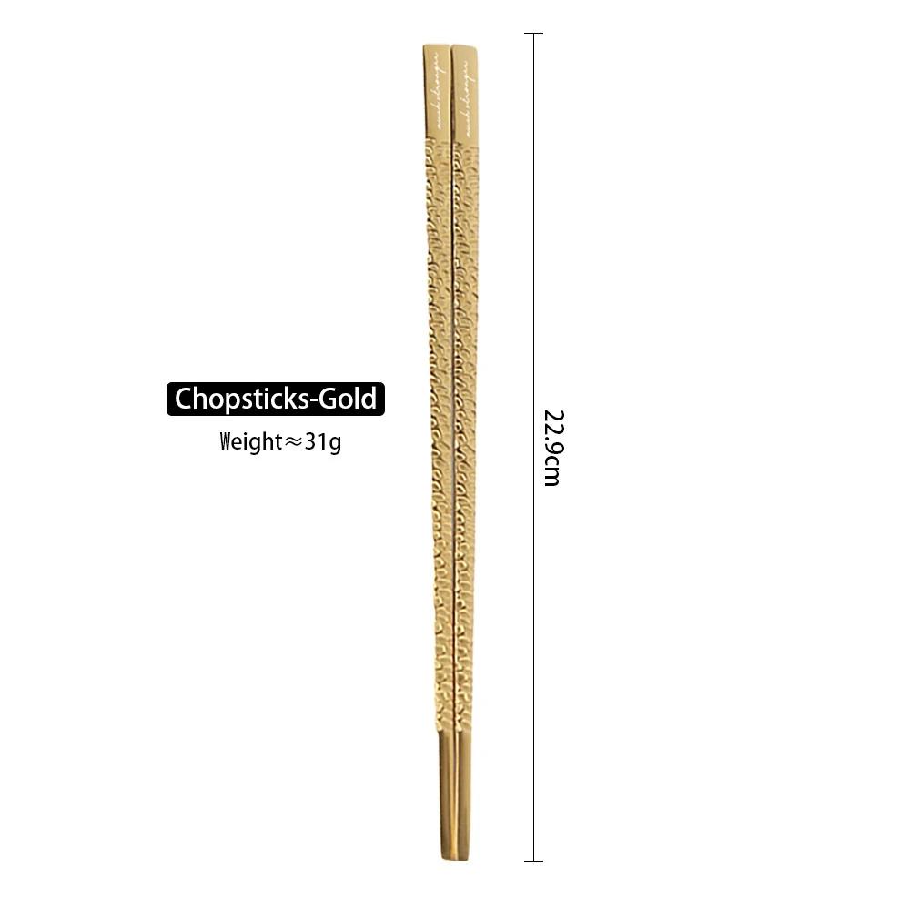 Baguettes à Grain Solide Baguettes de Service Ménage Luxe Léger Ustensiles de Cuisine Simplicité Créative Acier Inoxydable 304