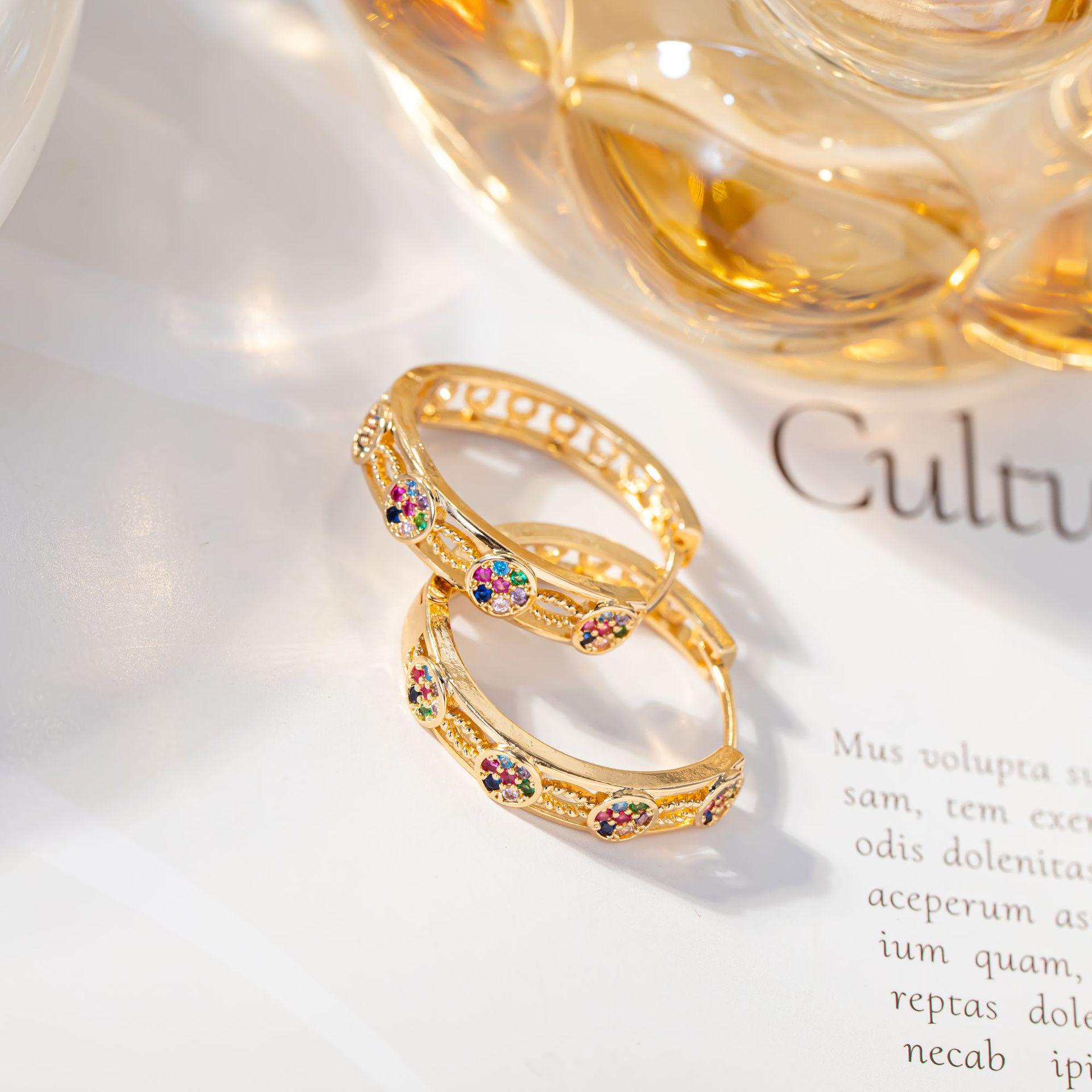 2024 Trendy Colored Cubic Zirconia Round Hoop Earrings: Light Luxury & High-End Fashion