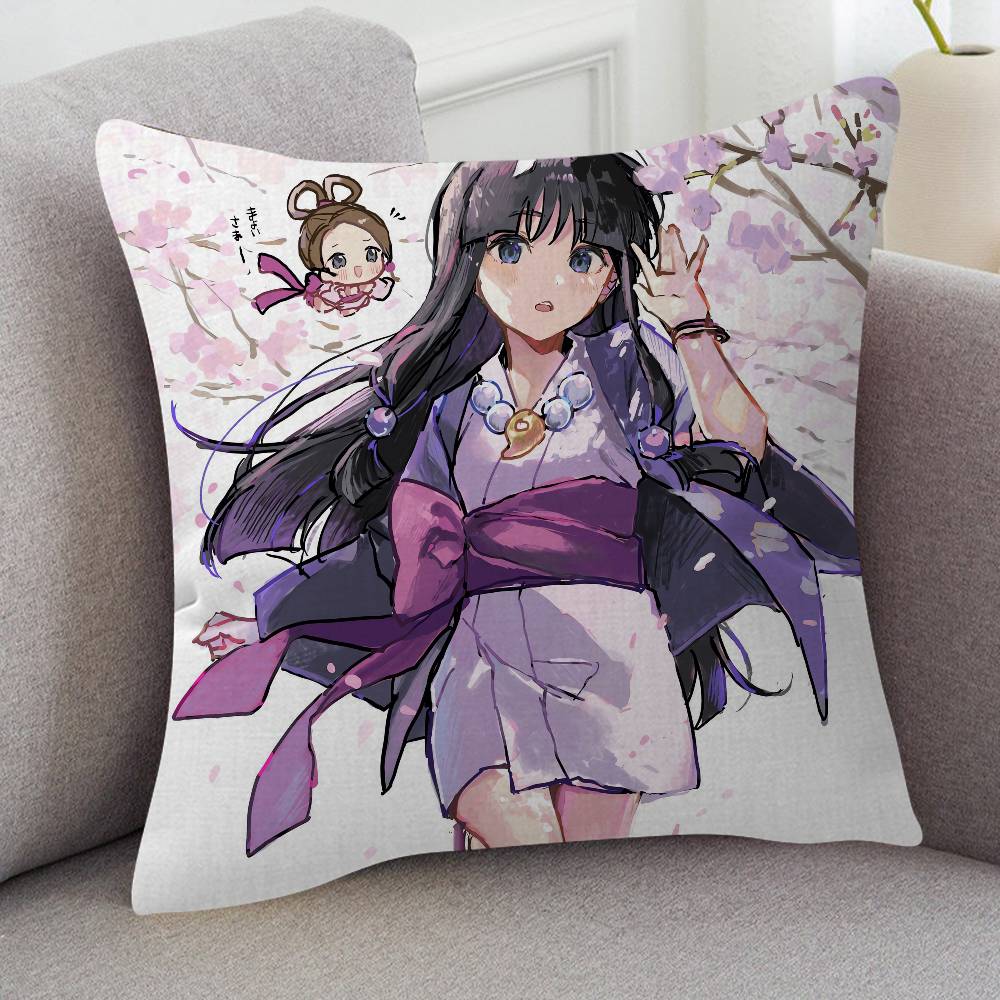 GAME Ace Attorney Cartoon Series Square Pillowcase Soft Waist Sofa Cushion Cover Bedroom Room Pillowcase