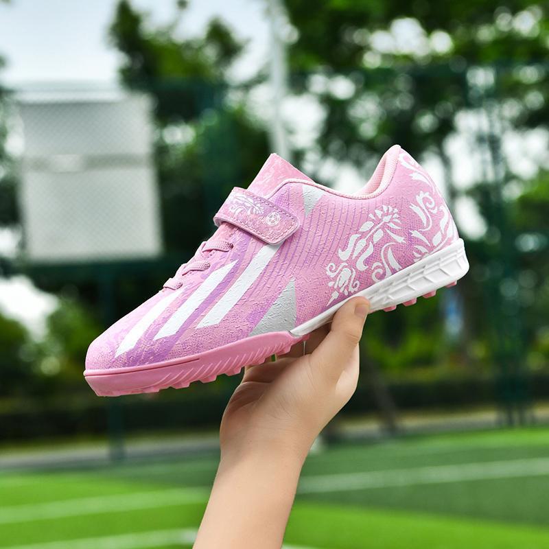Velcro Children'S Football Shoes Boys And Girls Primary School Students Broken Nail Sneakers Artificial Grass Game Training Shoes