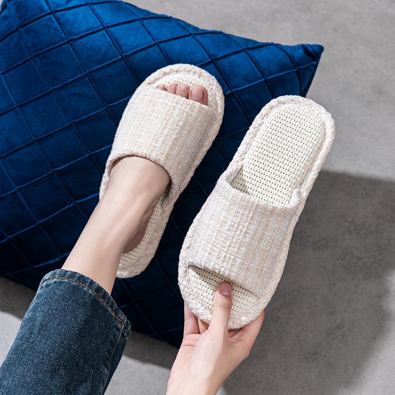 

Домашние тапочки унисекс из хлопка и льна: Мягкий, бесшумный, нескользящий 40/41 (fits 39-40) белый