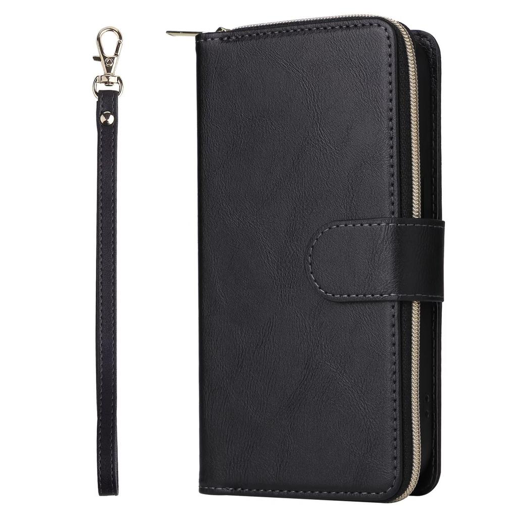9 Card Slots Zipper Wallet Case for iPhone 16 15 14 13 12 Samsung Galaxy S25 S24 S23 S22 A56 A55 Xiaomi Redmi Note 13 12 11 Leather Flip Cover