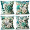Love Heart Rose Print Pattern Home Decor Pillowcase Bedroom Living Room Sofa Decoration Polyester Cushion Cover with Zipper