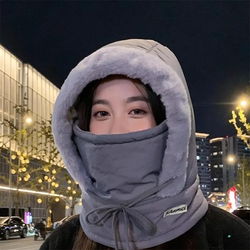 4 In 1 Thermal Balaclava Scarf Winter Windproof Hood Plush Neck Warmer Ski Face Mask for Outdoor Cold Weather Activities