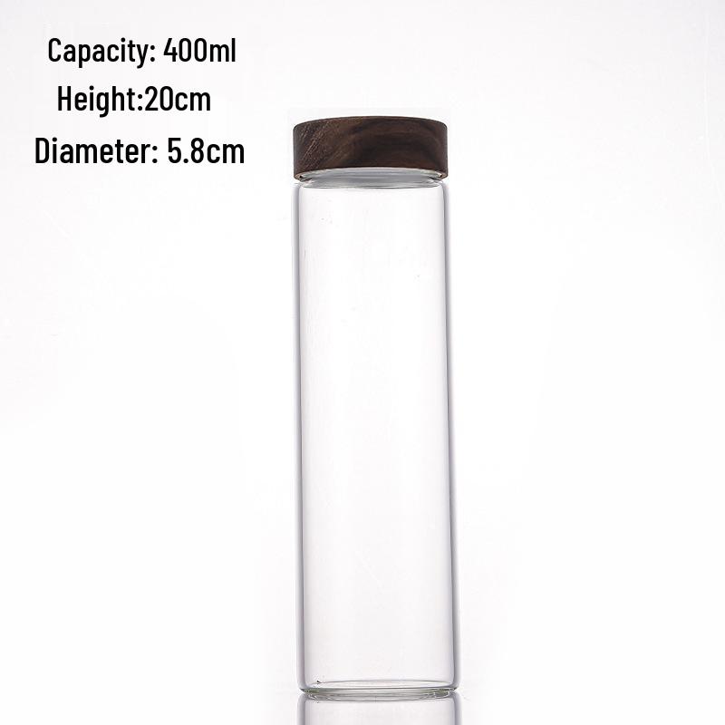 Acacia Wood Lid Glass Tube: Screw-on, Moisture-proof Storage Jar for Displaying Cultural Playthings (58mm).