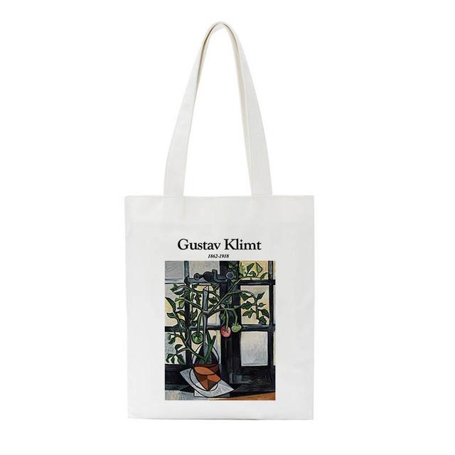 Gustav Klimt Bag New Shopper Bag Casual Harajuku High-capacity Canvas Bag Art Letter Fun Fashion Vintage Women Shoulder Bags