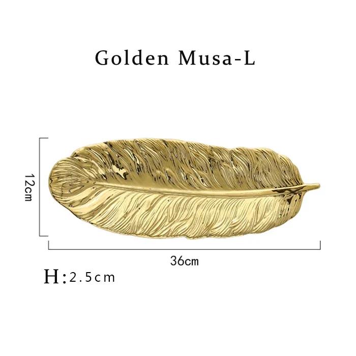 Nordic Ceramic Feather Plate Banana Leaf Tableware Fruit Snack Tray Kitchen Home Decoration Accessories Dinner Sushi Cake Plate