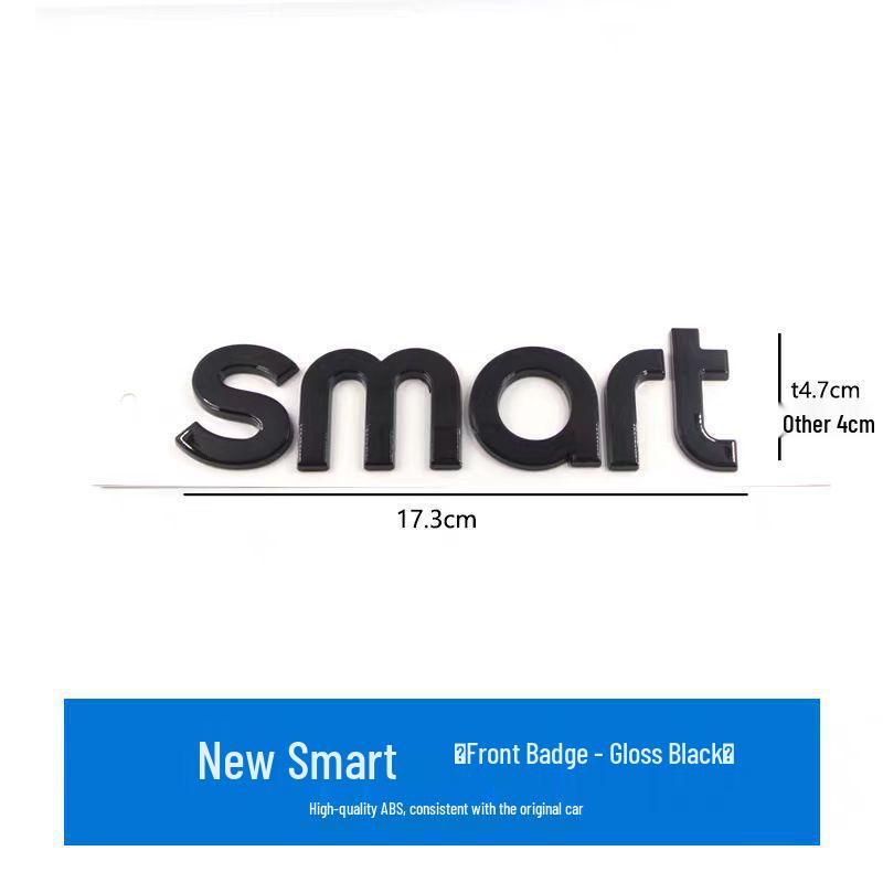 Compatible with Mercedes Smart Front & Rear Emblems, 'Smart Little Elf' Letter Stickers, Modified Car Tail Number Decals