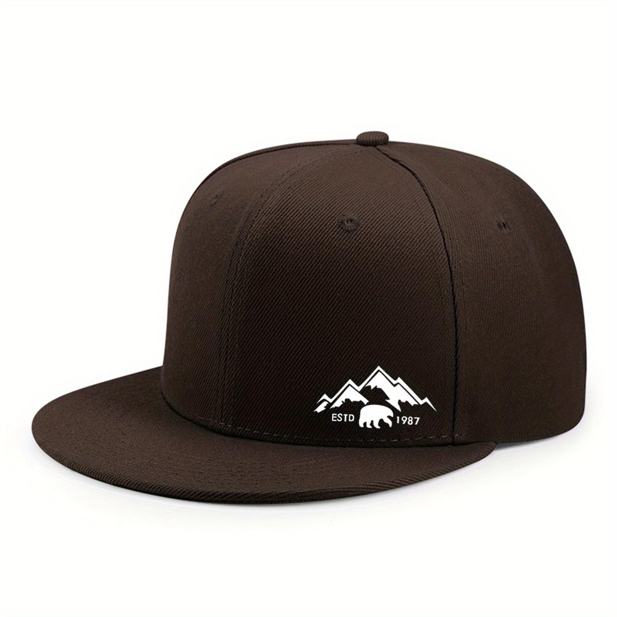 Adjustable Hip Hop Style Mountain Graphic Print Baseball Cap Unisex Fashionable Flat Brim Hat коричневый