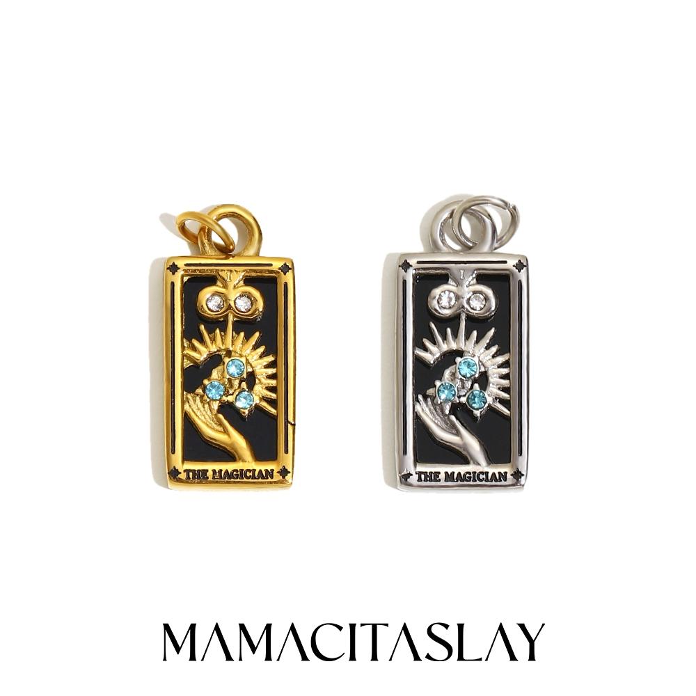 MamacitaSlay 316L Stainless Steel Shell Zircon Tarot Card Charms Necklace Earrings DIY Pendant Waterproof Jewelry Accessories
