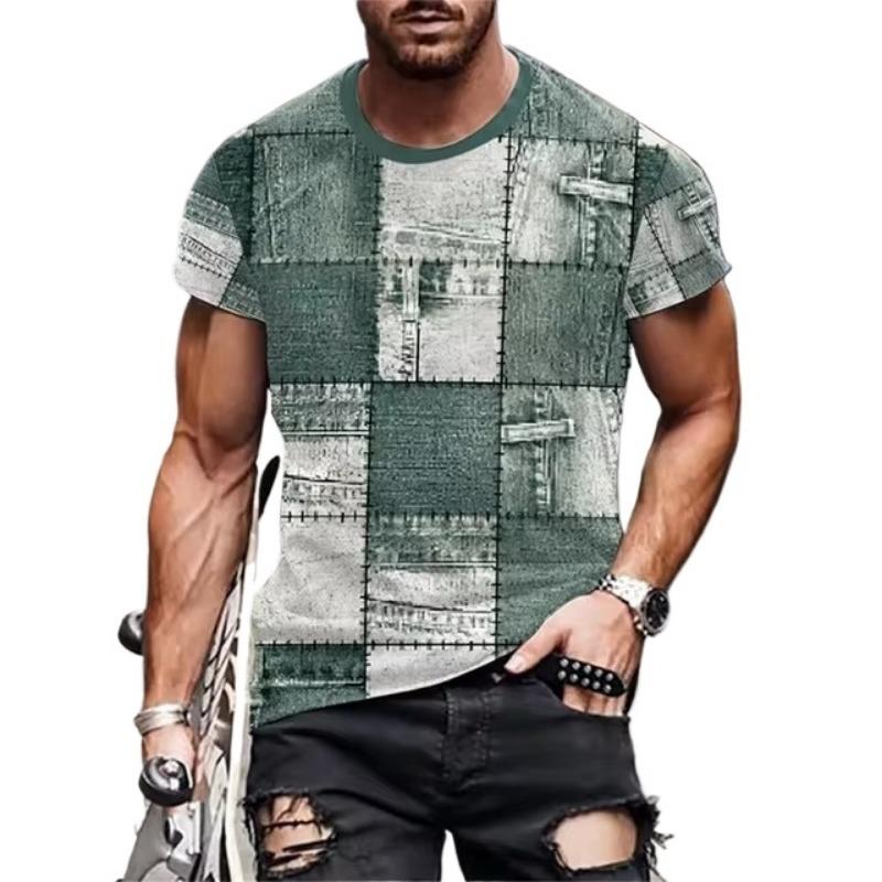 Herr T-shirt 3D Digital Lapptäcke Grafiskt Tryck Herr Designertröjor Herr Sommarkläder Kortärmad Tee Street Toppar