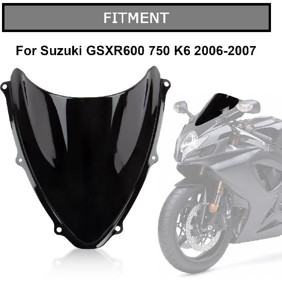 

Ветровое стекло, PSLER Ветровое стекло Двойной пузырь для GSXR600 750 K6 2006-2007, Черный