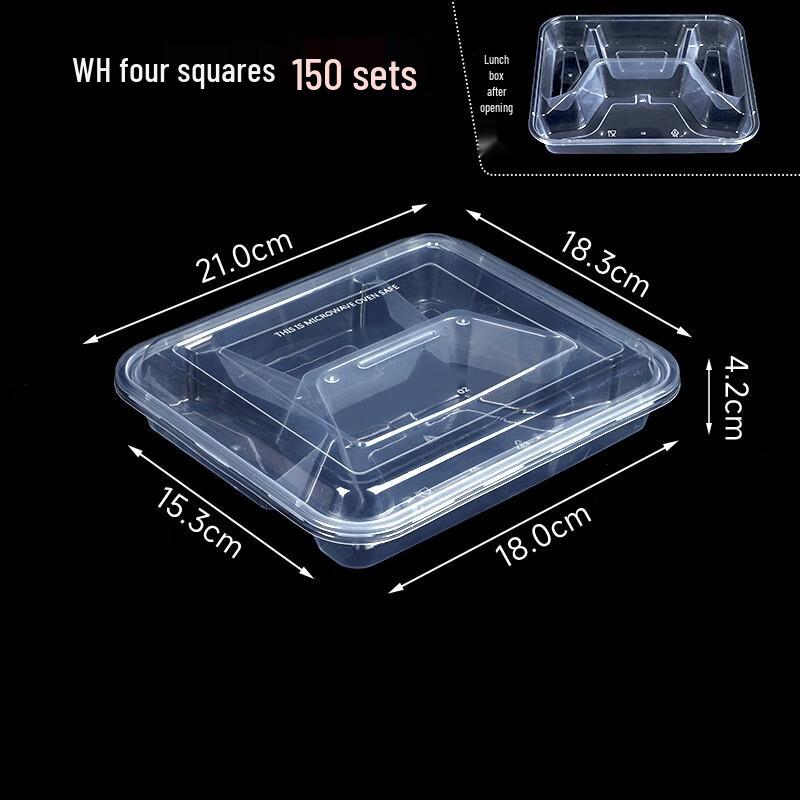 MOLUONA Disposable Transparent 4-Compartment Meal Box