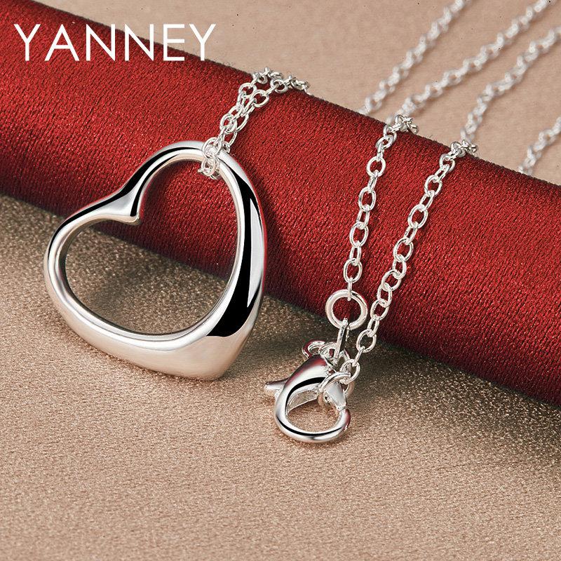 

Charm 925 Sterling Silver 16-30 Delicate Heart Shaped Round Necklace Women s Gift Wedding Elegant Party Accessories 75cm