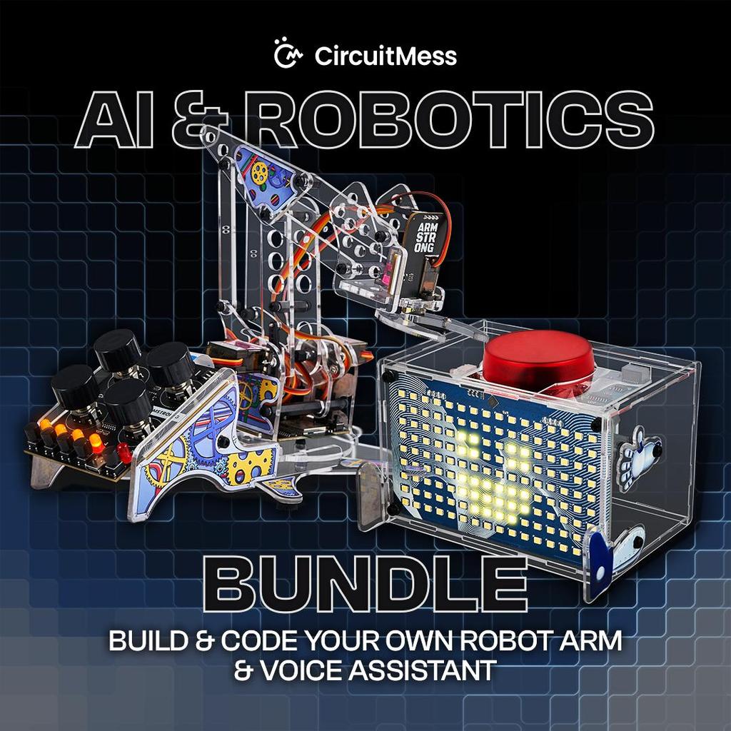 CircuitMess DIY AI & Robotics Bundle for Kids 11+ - Build & Code Your Own Robot Arm & Voice Assistant