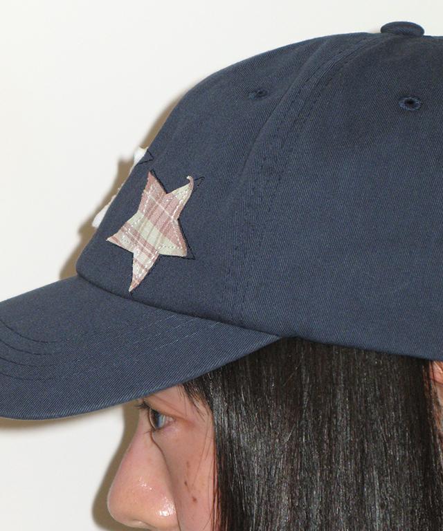 RONRON Star Patch Mixed Applique Ball Cap Navy