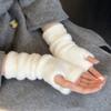 Hole Woolen Gloves Korean Style Long Fingerless Sleeves Knitted Warm Sleeves  Streetwear