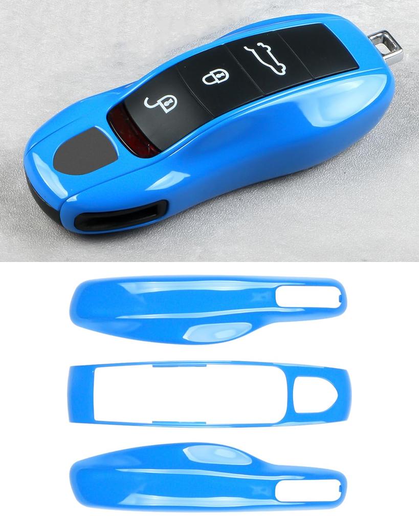 Key Fob Cover for Porsche Shark Blue Macan, Cayenne, 718, Cayman, Panamera, 911, Boxster,