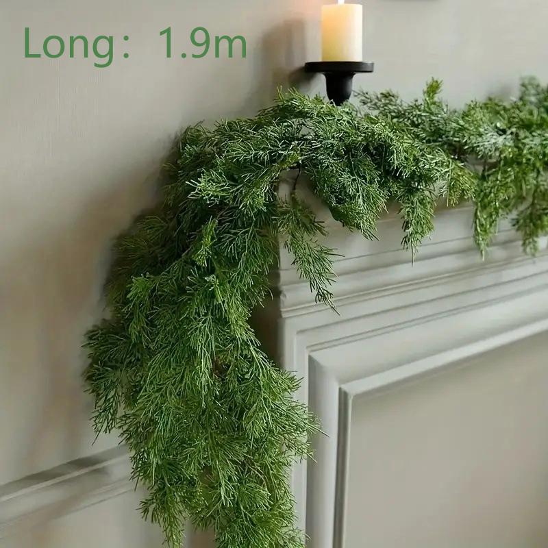 Real Touch Christmas Norfolk Pine Garland,Artificial Christmas Garland Fake Pine Needles Faux Green Garland