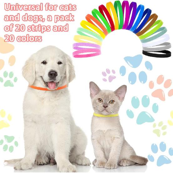 Frienda 60 Pieces Puppy Whelping Collars Newborn Pet Collars Double-Sided Adjustable ID Bands Puppy ID Bands for Newborn Pet Dog Cat(S, M, L)