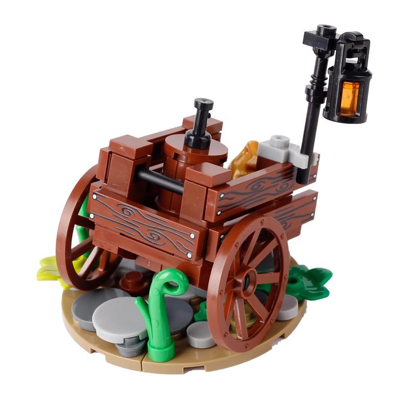 MOC Středověké Město Stavebnice Kuchyň Dům Nábytek Ložnice Jídelna Vojáci Figurky Helma Sestavení Dobytčí Cihly Hračky