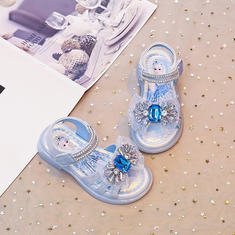 Kids' Crystal Open-Toe Sandals - 2026 Summer Collection; Non-Slip Soft Sole Princess Shoes for Middle and Older Children