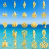 6pcs Real Gold Plated Marine Organism Shell Lobster Coral Stainless Steel Charms For Jewelry Making Supplies DIY Animal Pendant