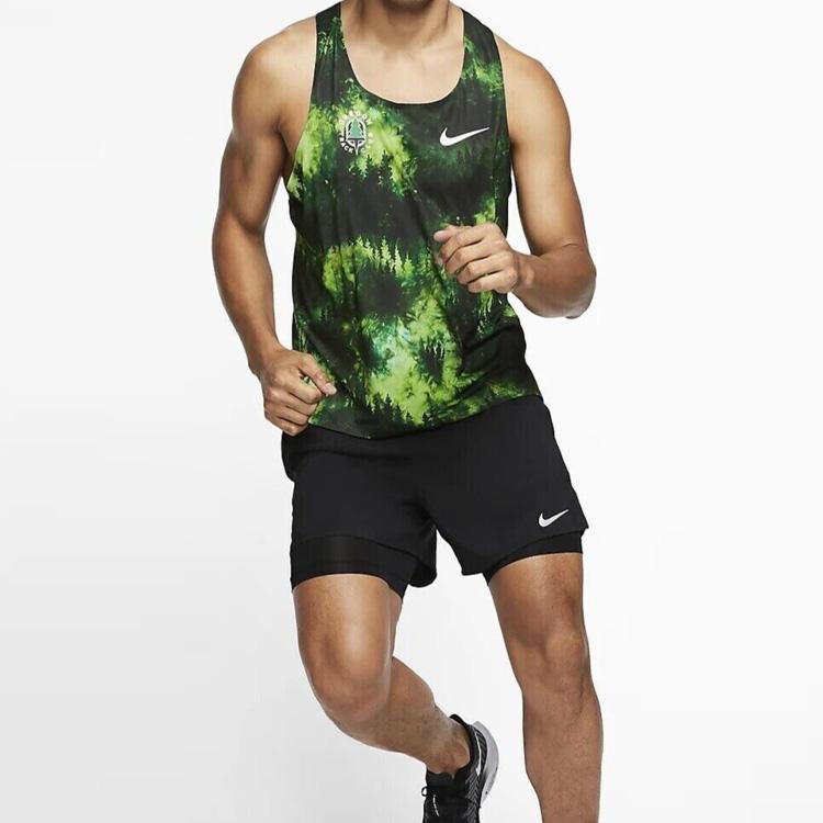 Nike Logo Print Round Neck Sleeveless Tank Top Men Tops Green CW1259-100