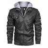 Hooded Leather Jacket Men's Trend European and American Casual Motorcycle Jacket Removable Hat Men's Leather Jacket