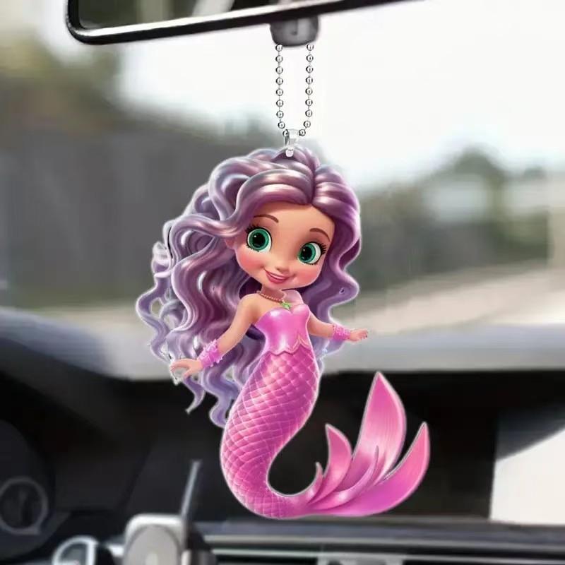 New acrylic flat mermaid fresh girl car pendant pendant backpack keychain pendant