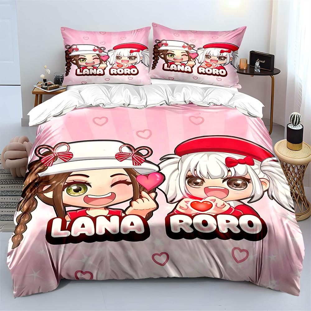 Cute cartoon girls with hearts Bedding Set for Kids Luxury Gift 3pcs Digital Print Comforter Set Soft Comfortable Breathable 135x200cm