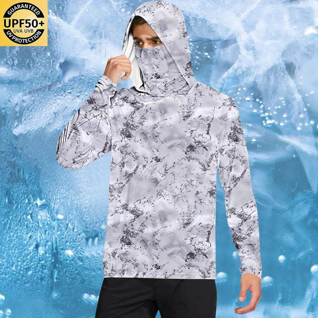 Camicia da uomo protettiva dal sole UPF50+, camicia a maniche lunghe ad asciugatura rapida, camicia da corsa, esercizio fisico, pesca