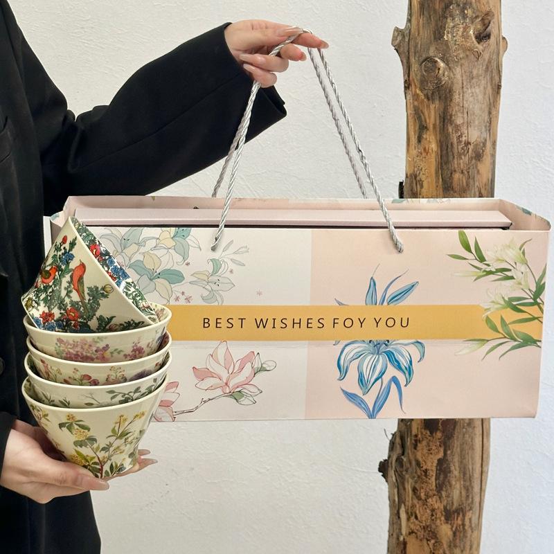 Kwiatowa Ceramiczna Miska na Kapelusz Premium Zestaw Stołowy Osobista Miska na Ryż Pudełko Prezentowe