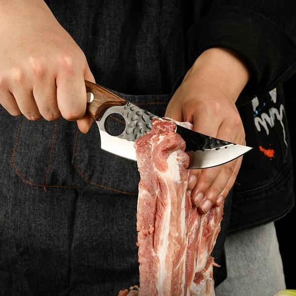 Stainless Steel Kitchen Butcher Knife Chef Cleaver Bone Handmade Full Tang Curved Rosewood Handle