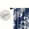 Elegant Navy Blue White Damask Pattern Curtains Drapery Soft Gray Background Luxurious Design Details Perfect Set Of 2 Made Polyester