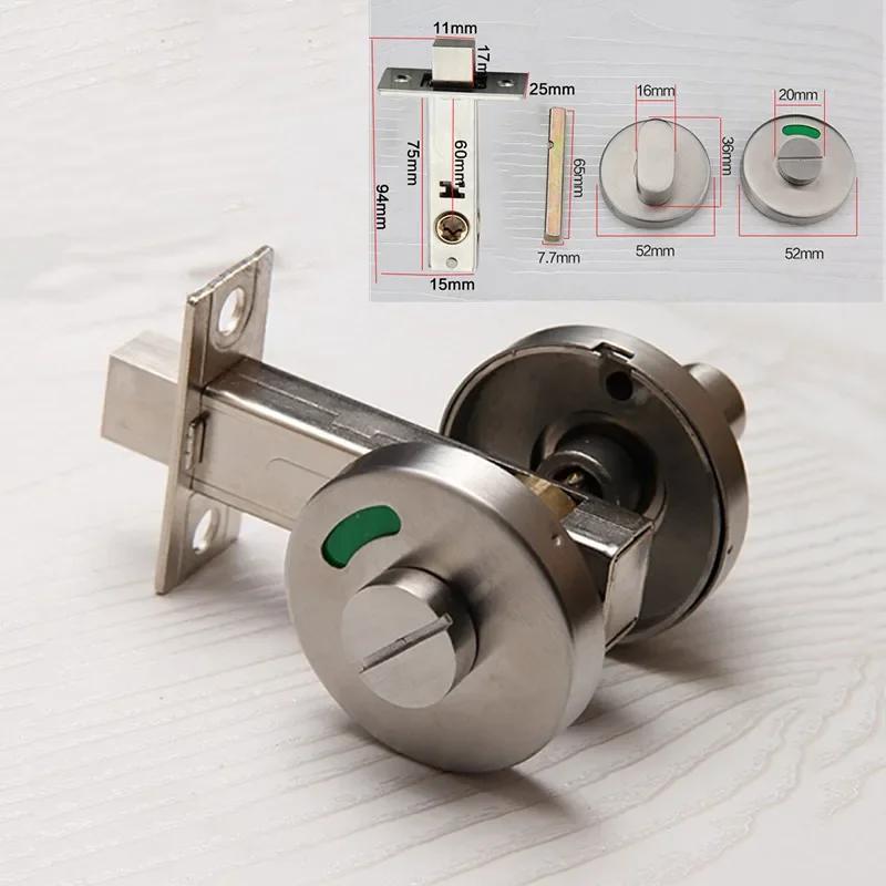 Bathroom Indicator Lock Commercial Keyless Door Lock Universal Barn Door Bolt Stainless Steel WC Toilet Door Lockset Knob