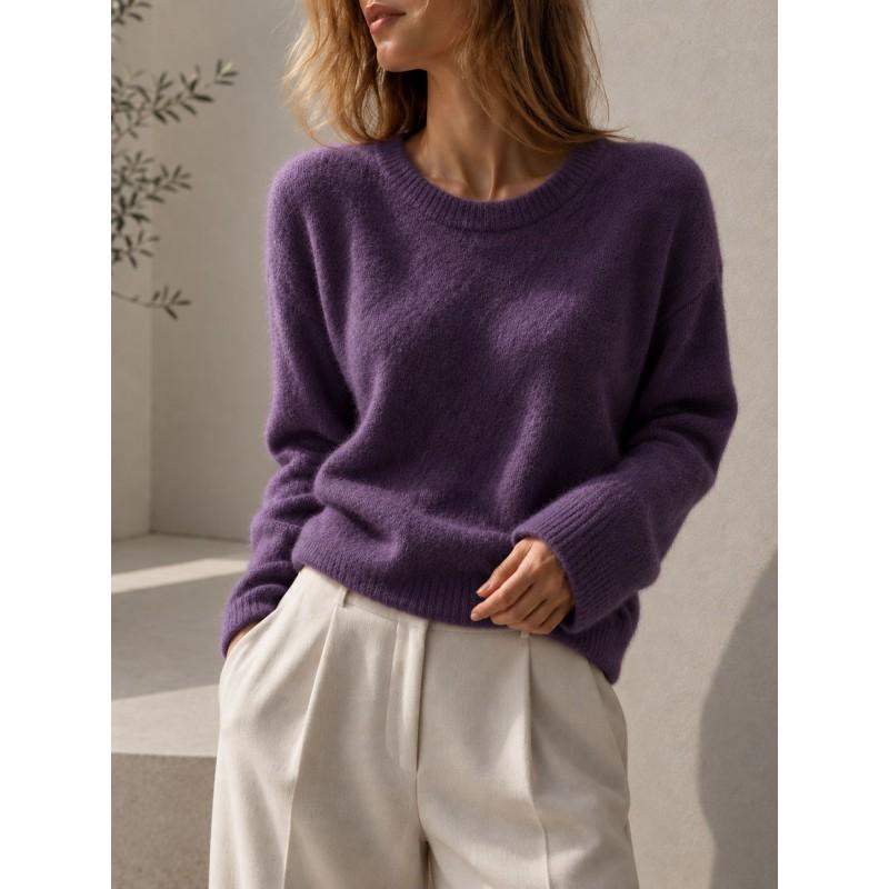 Womens Loose Fit Knit Sweater Long Sleeve Soft Pullover Fall Winter Casual Wear