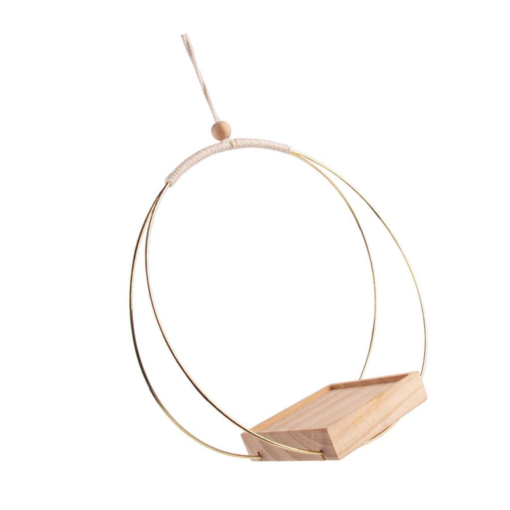 Macrame Hanging Basket Holder Golden Flower Pot Hanger Hanging Plant Wooden Hanging Basket for Indoor Outdoor Garden