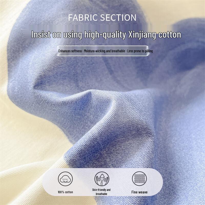 Hodo 100% Cotton 4-Piece Bedding Set with Flat Sheet & Duvet Cover