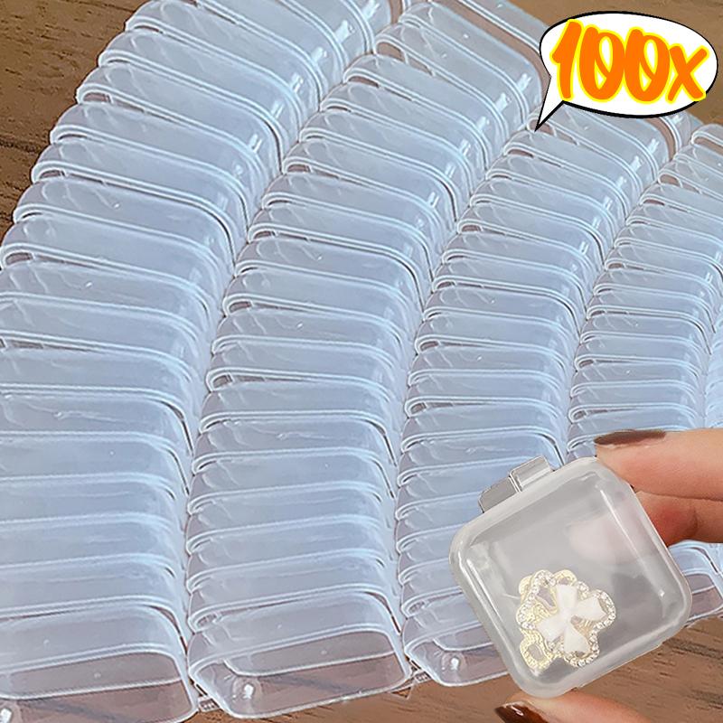 Plastik Transparente Mini Quadratische Aufbewahrungsboxen für Pillen Schmuck Ohrringe Ringe Aufbewahrungsbox Staubdichte Schutzbox Organizer