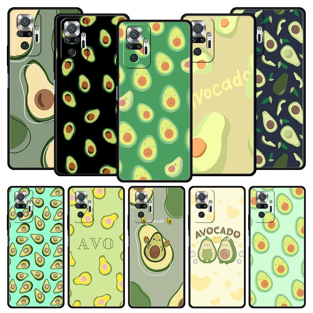 Cute Avocado Phone Case For Xiaomi Redmi Note 14 13 5G 10 11 12 Pro Plus 4G 14C 13C 12C 10C Black Cover