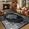 Persian American Black Carpet Large Area Living Room Decoration Home Retro Ethnic Bedroom Rug Cloakroom Lounge Soft Mat Washable