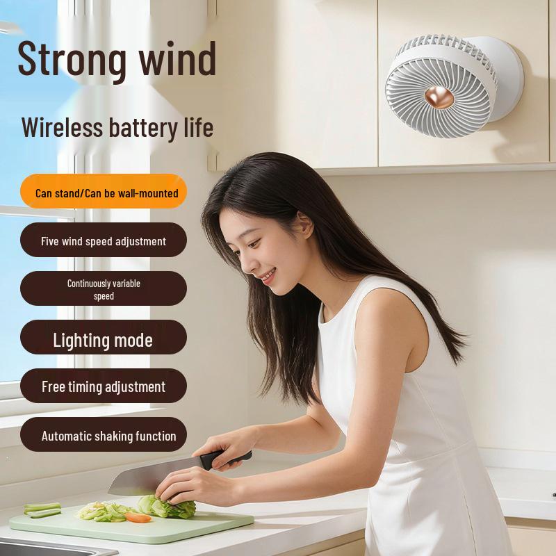 Wireless Charging Desktop Fan with Automatic Head Shaking
