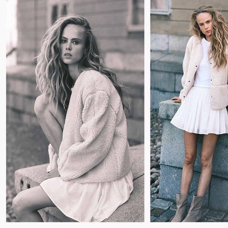 Za New Fall Women's Clothing 2025 Fashion Wind Fashion Round Neck Pure Color Comfort Teddy Plush Jacket 1294648