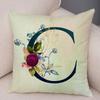 English Flower Beige Letter Print Pillow Case for Sofa Home Decor Floral A-Z Cushion Cover Soft Short Plush Pillowcase 45x45cm