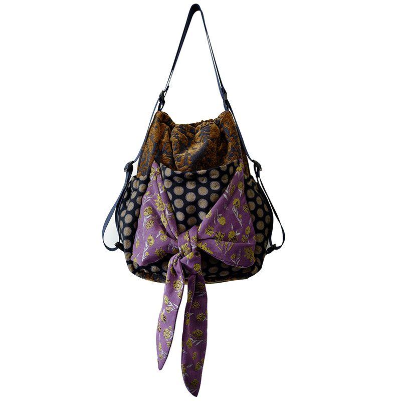 

Original Retro Autumn and Winter Stitching Hand-Carrying Backpack Grape purple