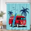 Camping Shower Curtain Camper Travel Bus Beach Coconut Tree Surfboard Outdoor Action Bathroom Decoration Rv Shower Curtain