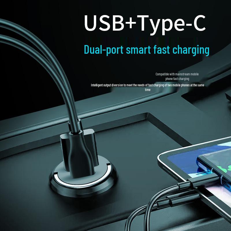 Aluminum Alloy 100W Mini Pull Ring Car Charger with PD30W