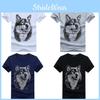 Comfortable Men Wolf Print Round Neck Short Sleeve T-shirt For Stylish Summer Wear