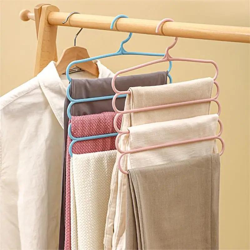 5 Layers Pants Towel Scarfs Racks Storage Clothes Hangers Trousers Hangers Organizers Holders Closet Storage Organization